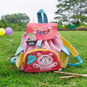 [Pink Rabbit] Embroidered Applique Kids Fabric Art School Backpack / Outdoor Backpack (8.7*10.2*4.3)