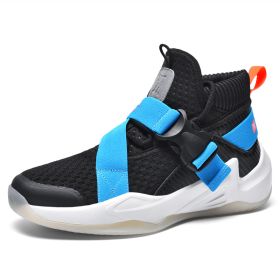 Mesh Breathable And Shock-absorbing Lightweight Soft-soled Shoes (Option: Black and blue-46)