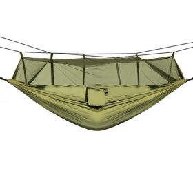 Portable Nylon Swing Hanging Bed Outdoor Hiking Camping Hammock (Color: Army Green, Type: Hammock)